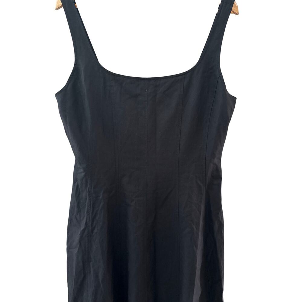 Madewell Plus‎ Seamed Square-Neck Midi Dress Smocked Back Black Pockets Size 14 - Picture 9 of 13